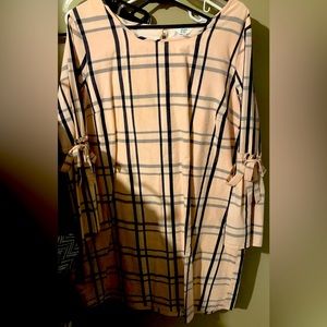 Light peach with stripes dress, bell sleeves